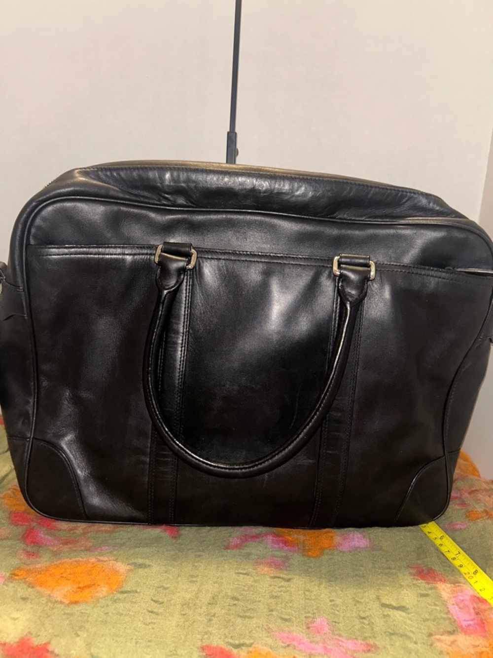 Coach Sleek Black Leather Men's Briefcase Tote - Picture 2 of 15